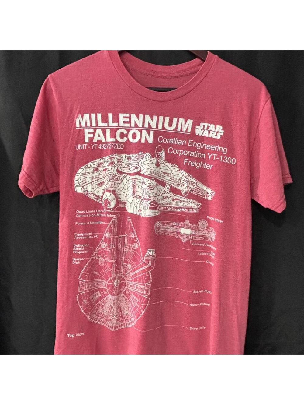 Star Wars Millennium Falcon Graphic T-Shirt – Red Sci-Fi Tee